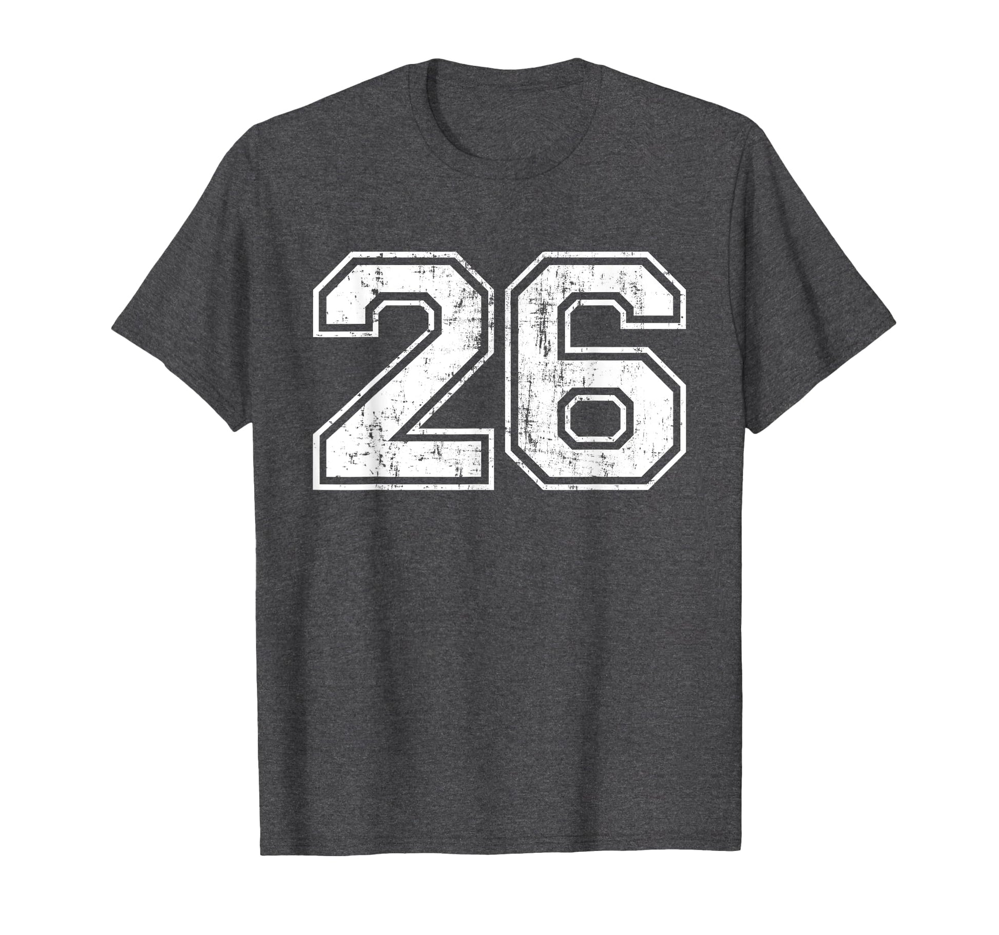 Number 26 Varsity Distressed Sports T-Shirt - Fun Novelty Design Unisex - T-Shirt, Sweatshirt, Hoodie