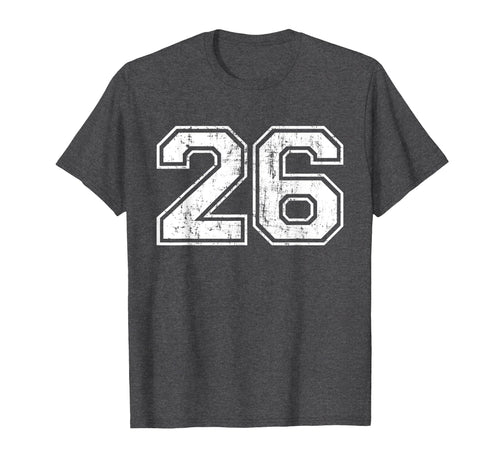 Number 26 Varsity Distressed Sports T-Shirt - Fun Novelty Design Unisex - T-Shirt, Sweatshirt, Hoodie