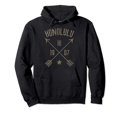 Honolulu Hawaii Distressed Boho Home Hoodie - Fun Novelty Design Men Women - T-Shirt, Sweatshirt, Hoodie
