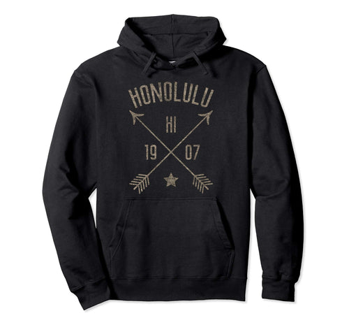 Honolulu Hawaii Distressed Boho Home Hoodie - Fun Novelty Design Men Women - T-Shirt, Sweatshirt, Hoodie