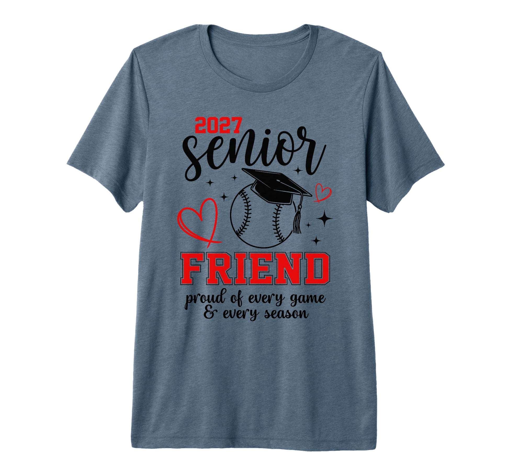 2027 Senior Baseball Friend Proud T-Shirt - Custom Art Print for Adults - T-Shirt, Sweatshirt, Hoodie