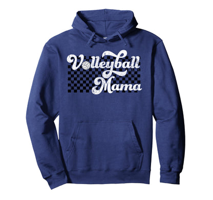 Volleyball Mama Volleyball Mom Checkered Hoodie - Graphic Print for Adults - T-Shirt, Sweatshirt, Hoodie