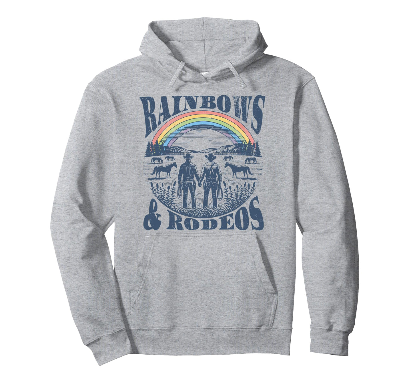 Rainbows Rodeos Western Gay Cowboy Hoodie - Streetwear Style for Adults - T-Shirt, Sweatshirt, Hoodie