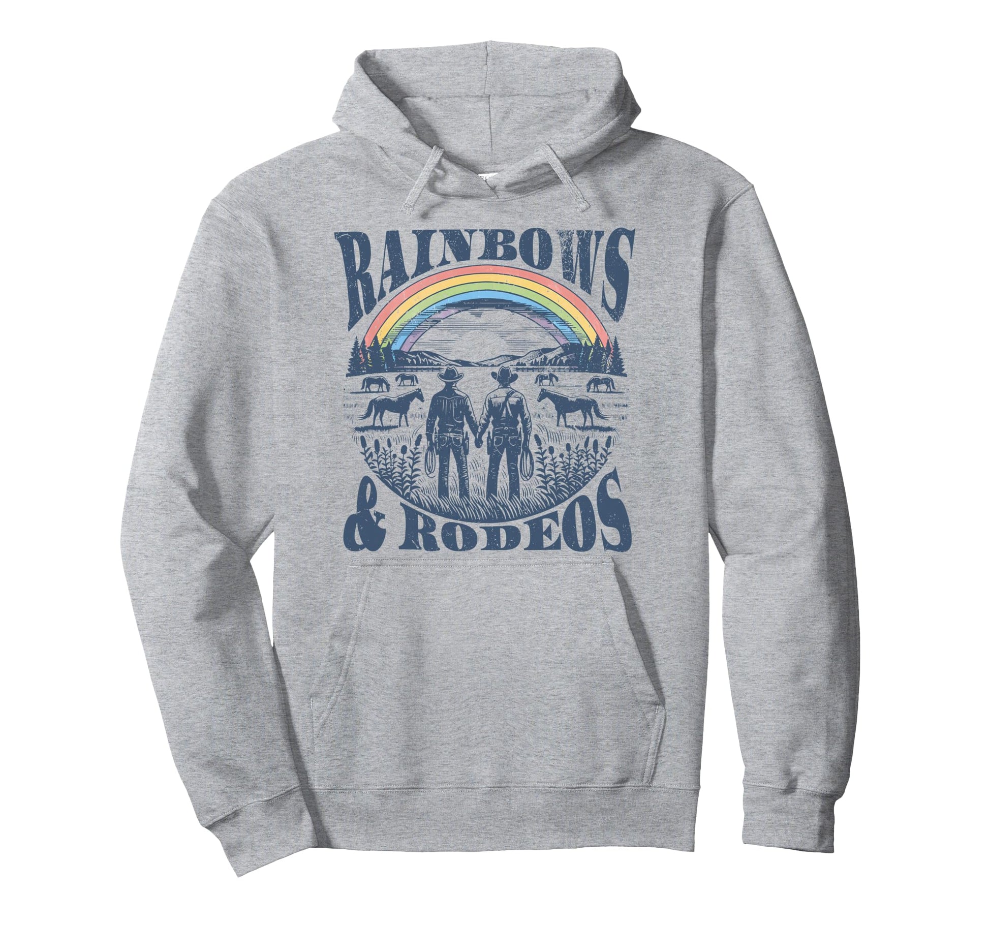 Rainbows Rodeos Western Gay Cowboy Hoodie - Streetwear Style for Adults - T-Shirt, Sweatshirt, Hoodie