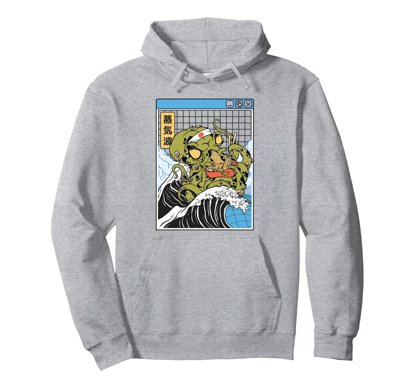 Kraken Eating Ramen Noodles Kanagawa Hoodie - Graphic Print for Adults - T-Shirt, Sweatshirt, Hoodie