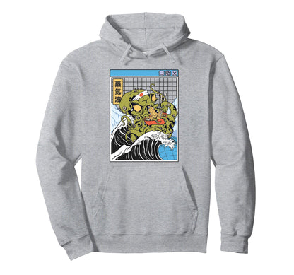 Kraken Eating Ramen Noodles Kanagawa Hoodie - Graphic Print for Adults - T-Shirt, Sweatshirt, Hoodie