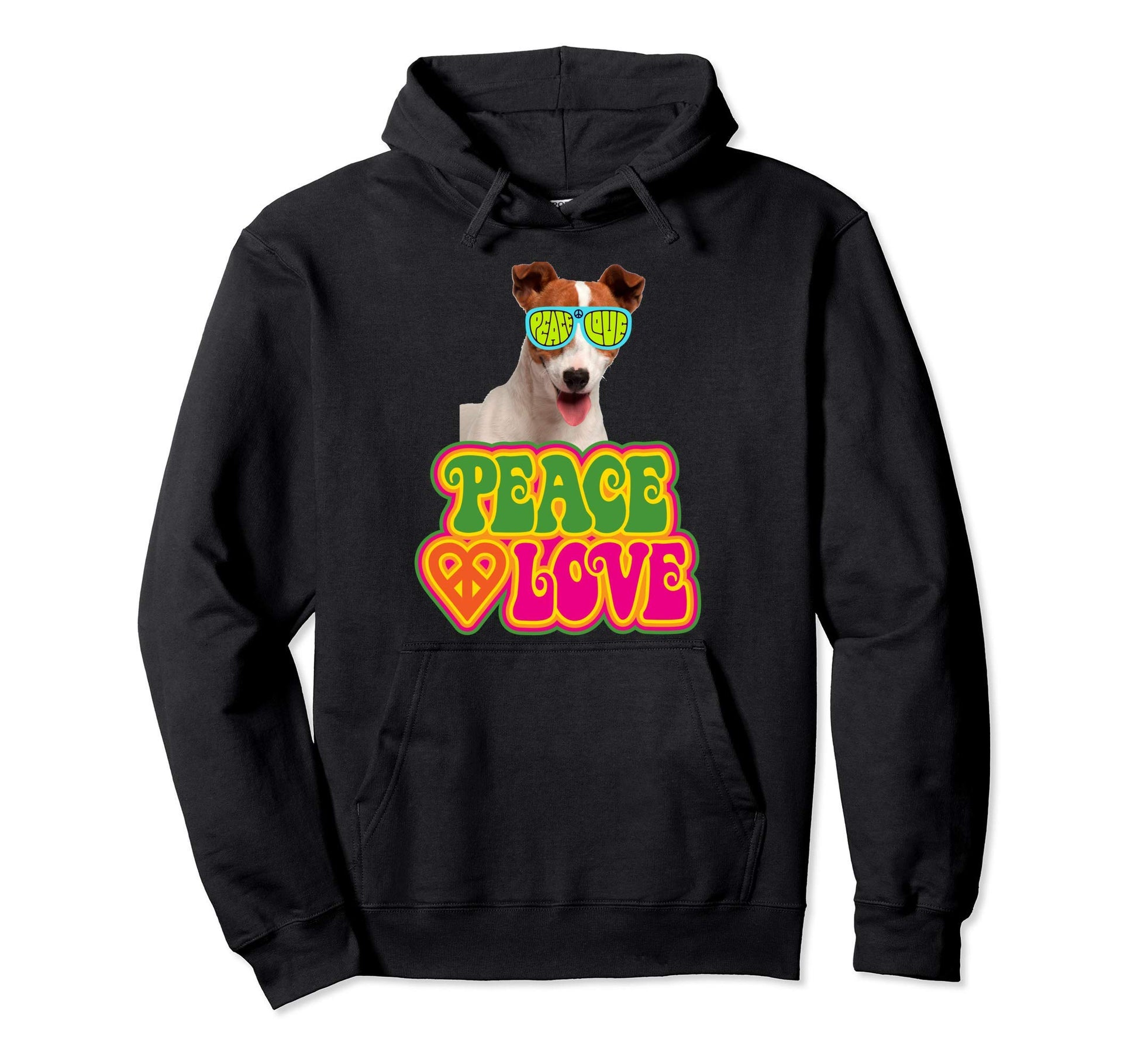 Peace Heart Love Dog Jack Russell Hoodie - Aesthetic Graphic Unisex - T-Shirt, Sweatshirt, Hoodie