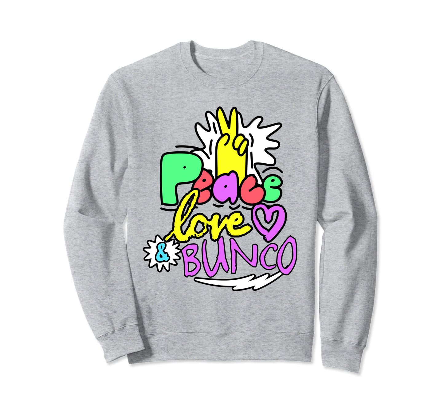 Fun Colorful Graffiti Peace Love Sweatshirt - Minimalist Print for Adults - T-Shirt, Sweatshirt, Hoodie