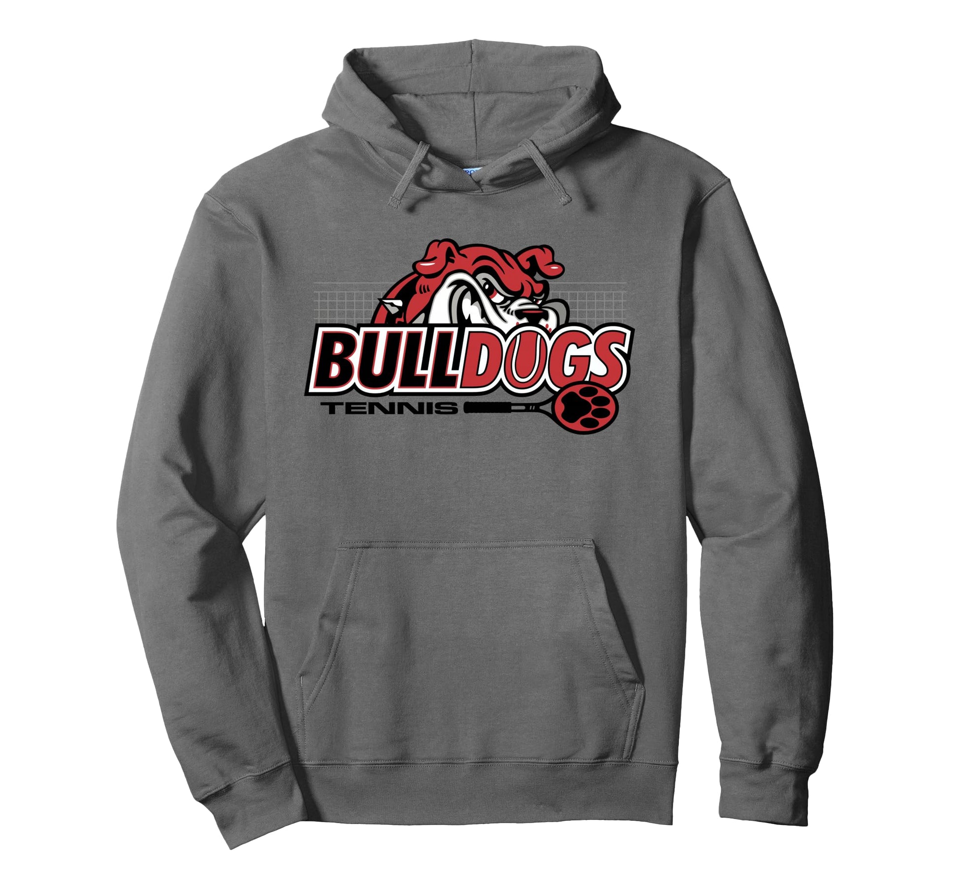 Red Bulldogs Tennis Mom Mascot Game Hoodie - Fun Novelty Design for Adults - T-Shirt, Sweatshirt, Hoodie