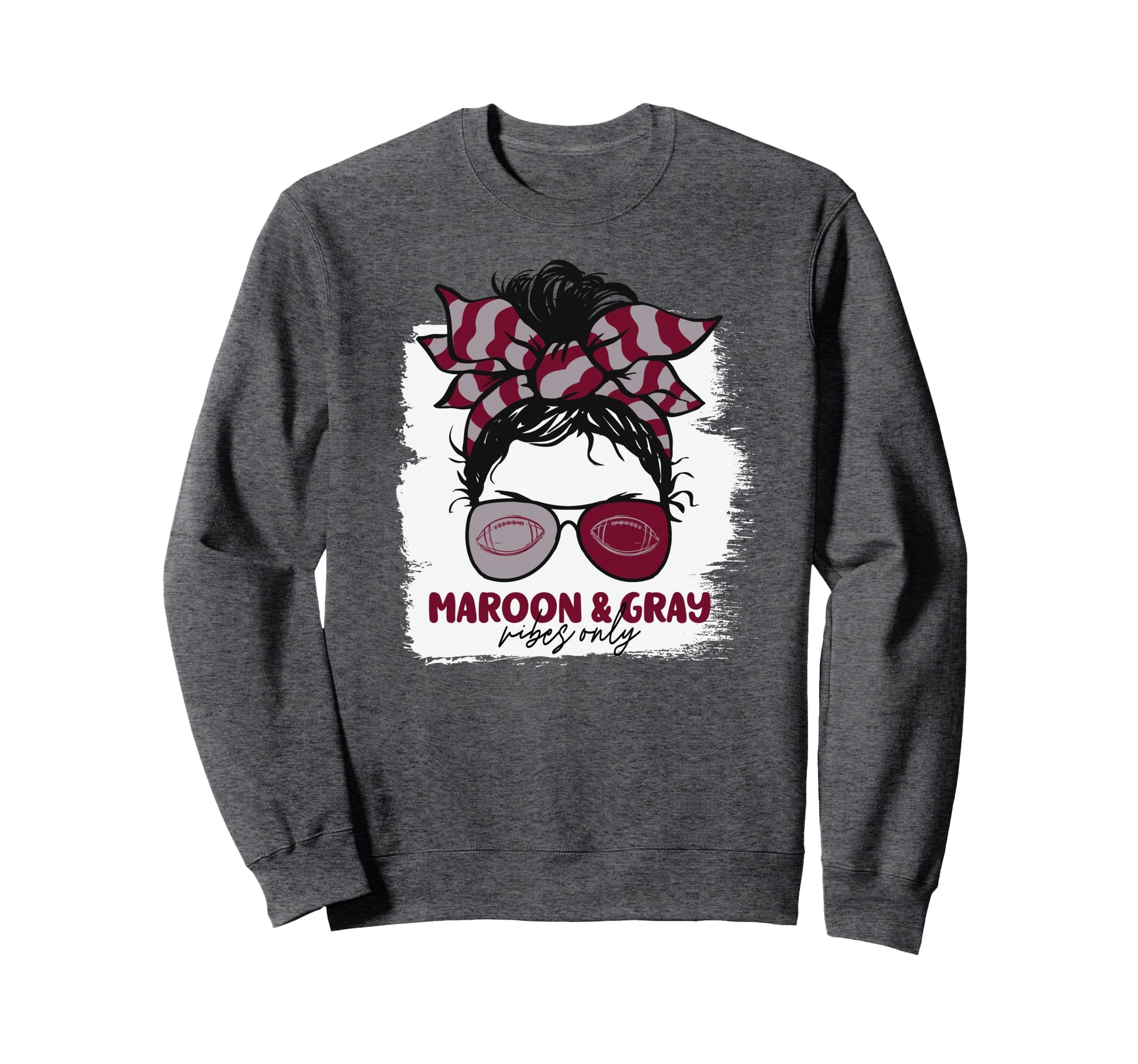 Maroon And Gray Vibes Only Football Sweatshirt - Unique Graphic for Adults - T-Shirt, Sweatshirt, Hoodie