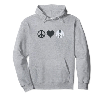 Peace Love Karate Hoodie - Minimalist Print Men Women - T-Shirt, Sweatshirt, Hoodie