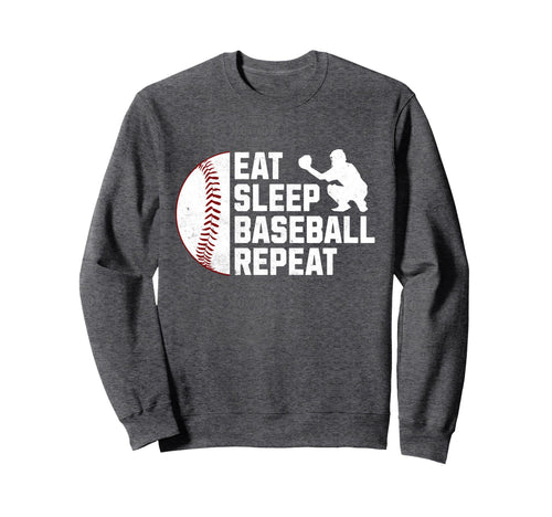 Eat Sleep Baseball Repeat Sweatshirt - Graphic Print for Adults - T-Shirt, Sweatshirt, Hoodie