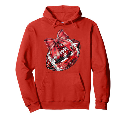 Girly Coquette Football Bow Game Day Hoodie - Streetwear Style for Adults - T-Shirt, Sweatshirt, Hoodie
