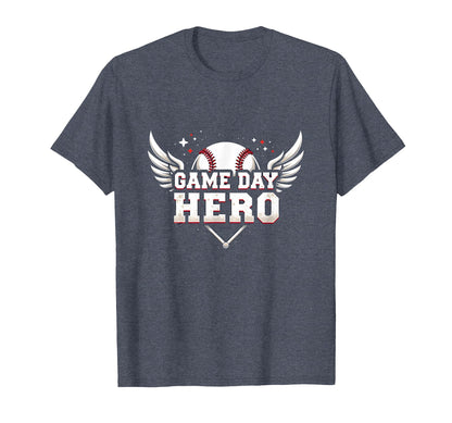 Baseball Dad Game Day Hero Proud T-Shirt - Casual Everyday Wear Men Women - T-Shirt, Sweatshirt, Hoodie