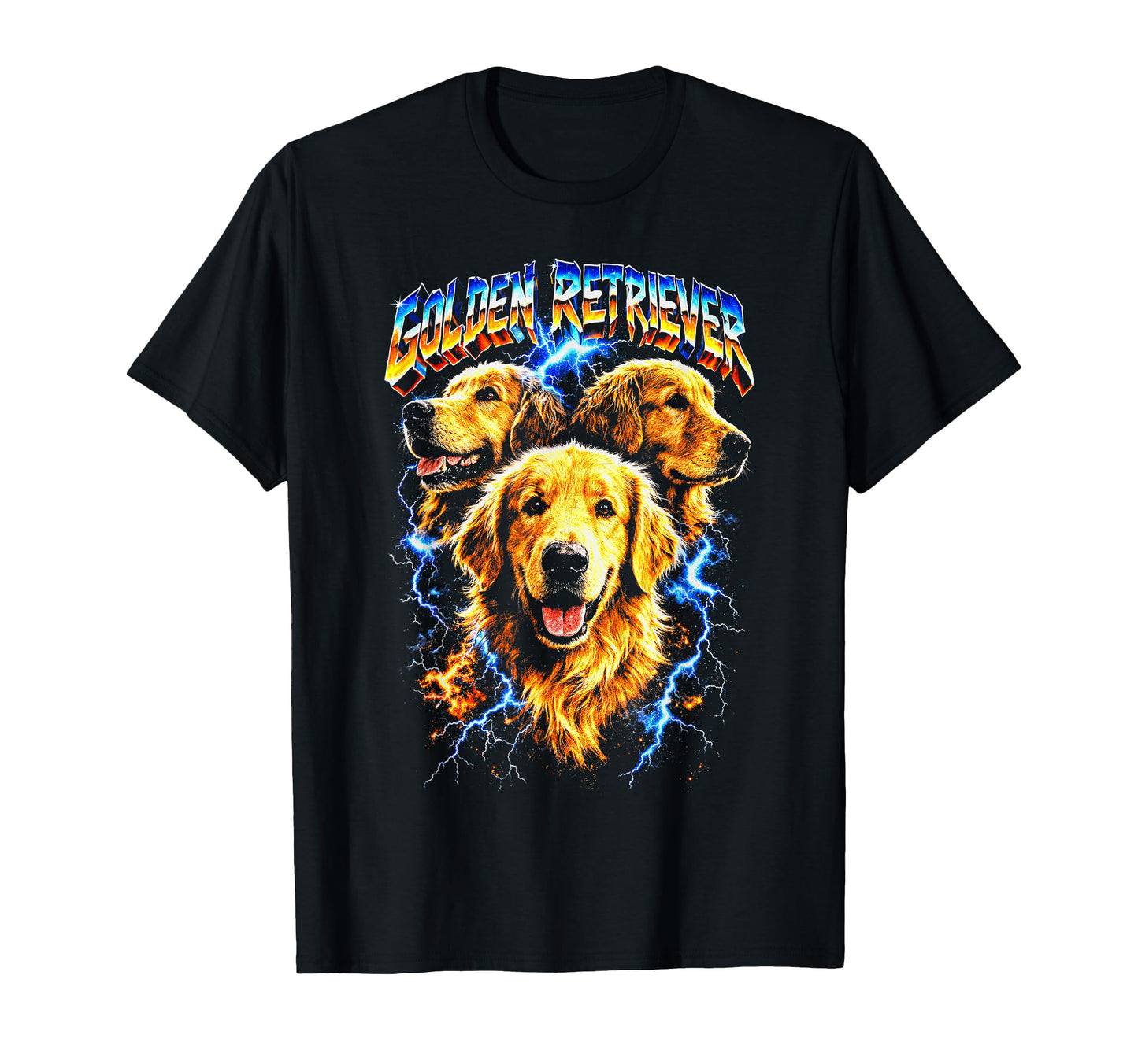 Golden Retriever Heavy Metal Rocker T-Shirt - Trendy Graphic for Adults - T-Shirt, Sweatshirt, Hoodie