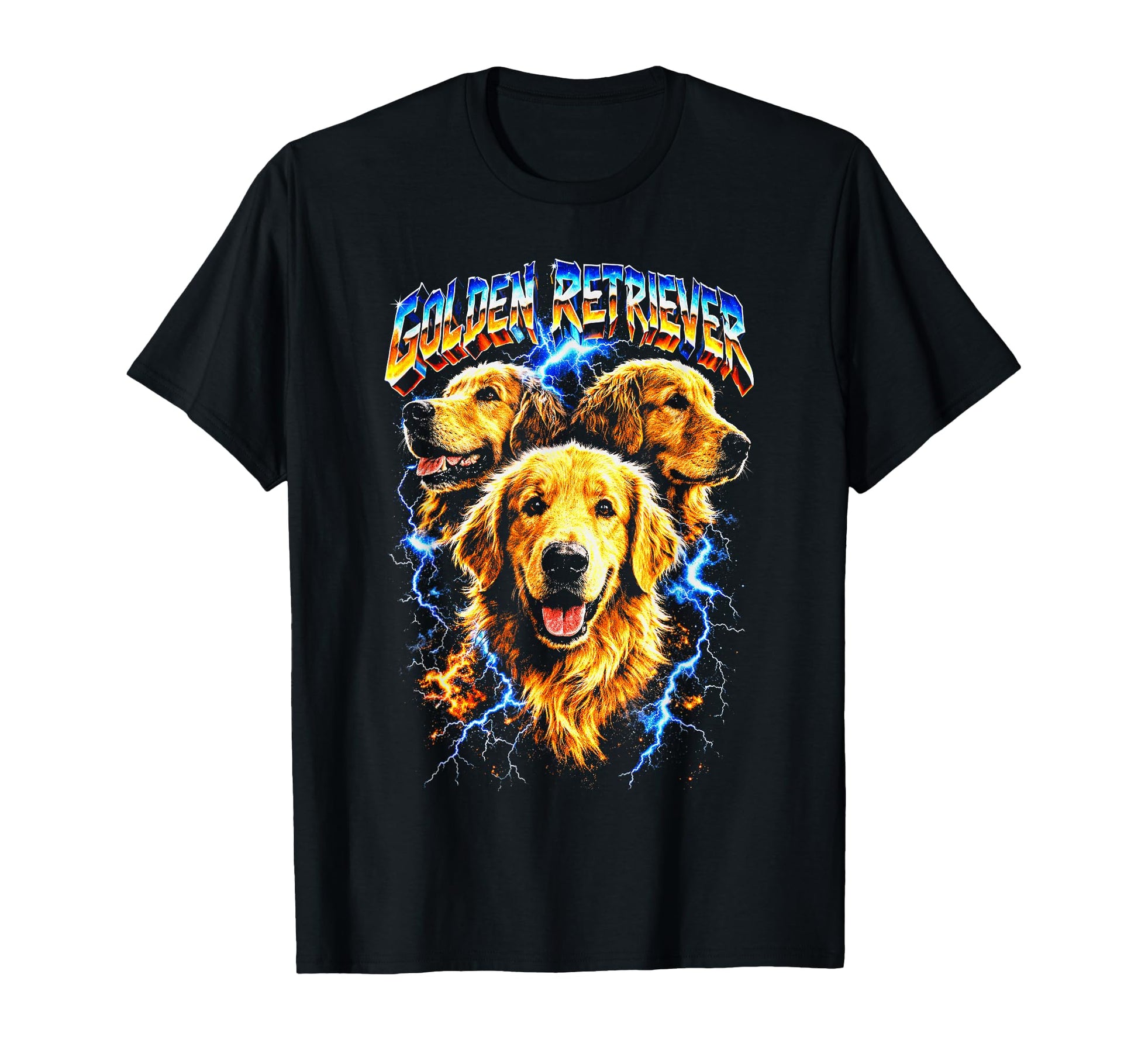 Golden Retriever Heavy Metal Rocker T-Shirt - Trendy Graphic for Adults - T-Shirt, Sweatshirt, Hoodie
