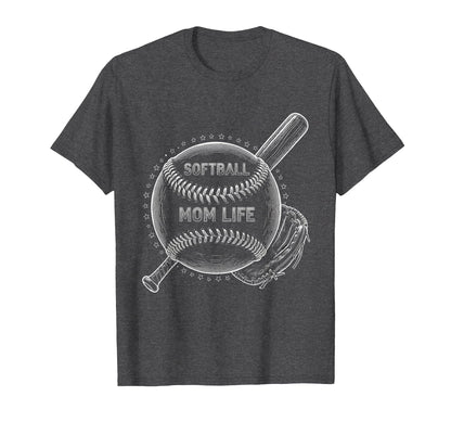 Softball Mom Life T-Shirt - Novelty Apparel for Adults - T-Shirt, Sweatshirt, Hoodie