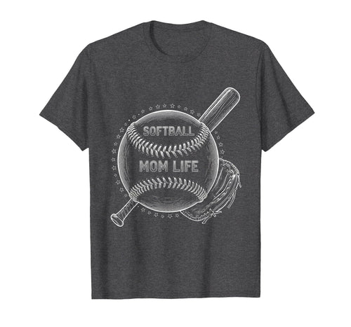 Softball Mom Life T-Shirt - Novelty Apparel for Adults - T-Shirt, Sweatshirt, Hoodie