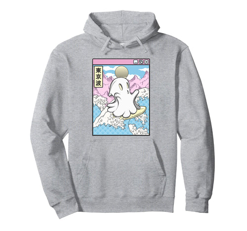 Surfing Ghost Japanese Waves Anime Kawaii Hoodie - Graphic Print Unisex - T-Shirt, Sweatshirt, Hoodie