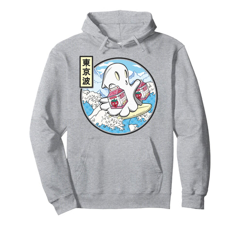 Surfing Ghost Strawberry Milk Japanese Hoodie - Trendy Graphic Unisex - T-Shirt, Sweatshirt, Hoodie