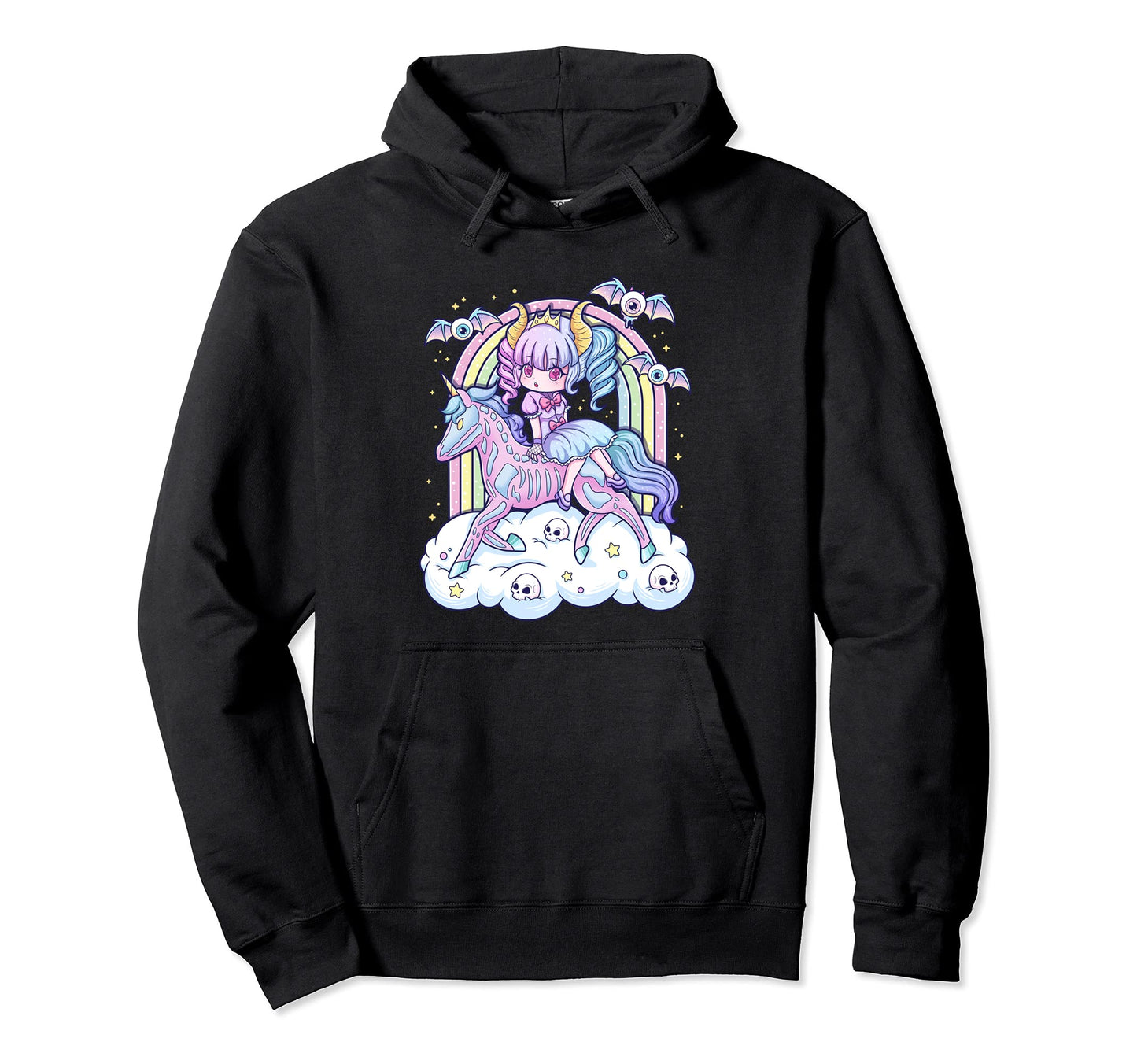 Kawaii Pastel Goth Creepy Sugar Skull Hoodie - Minimalist Print Men Women - T-Shirt, Sweatshirt, Hoodie