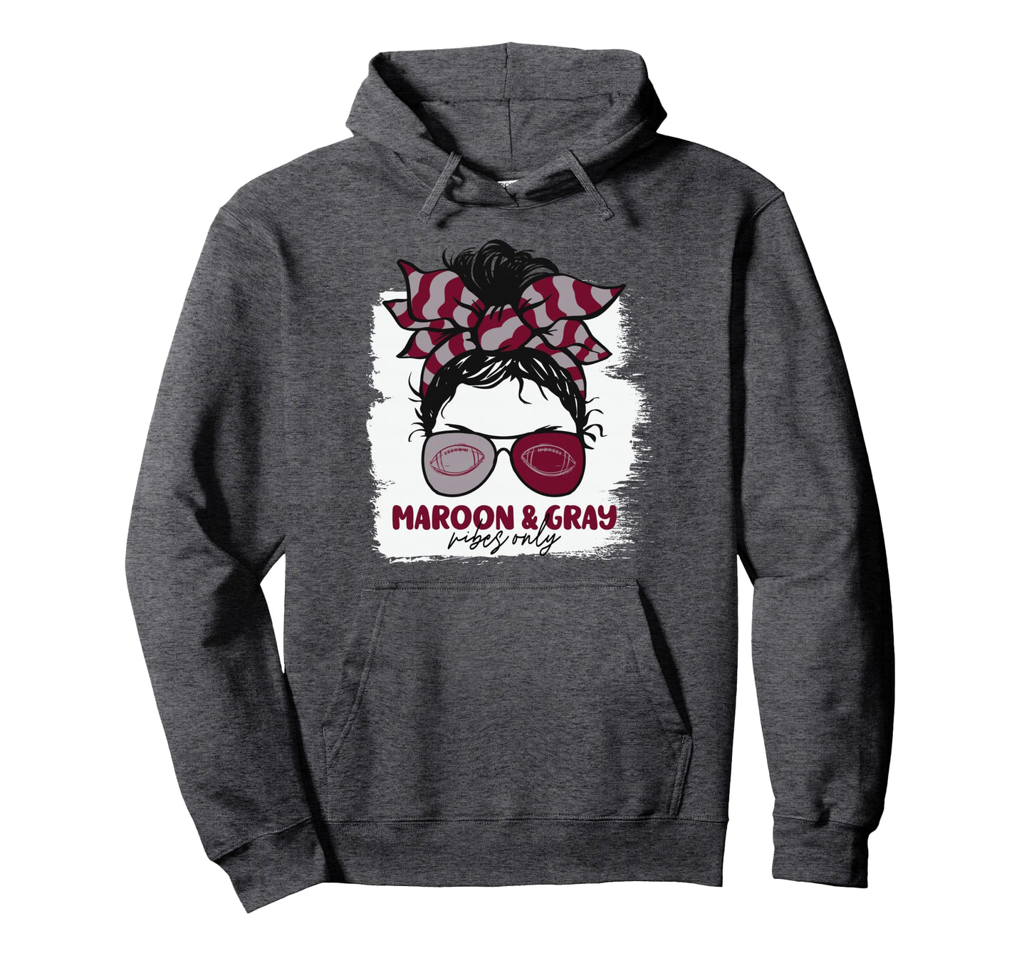 Maroon And Gray Vibes Only Football Hoodie - Fun Novelty Design for Adults - T-Shirt, Sweatshirt, Hoodie