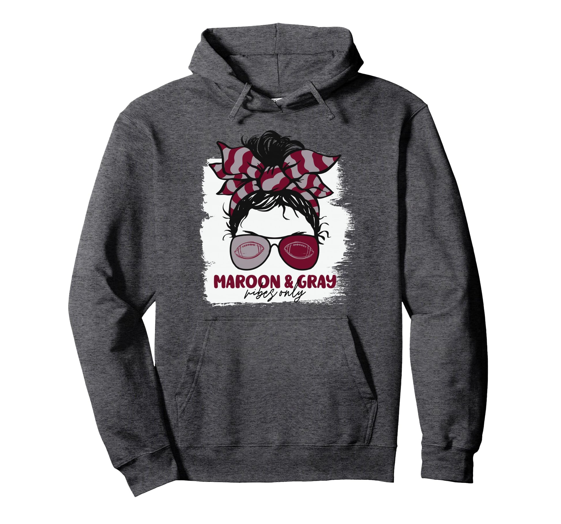 Maroon And Gray Vibes Only Football Hoodie - Fun Novelty Design for Adults - T-Shirt, Sweatshirt, Hoodie