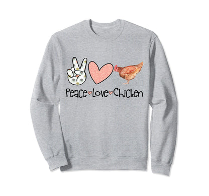 Peace Love Chicken Sweatshirt - Custom Art Print Men Women - T-Shirt, Sweatshirt, Hoodie