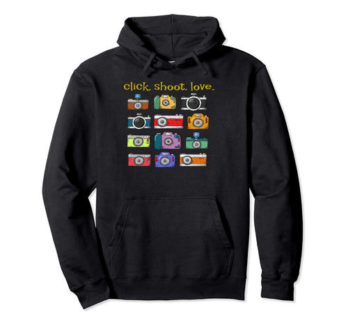 Click Shoot Love Snap Camera Hoodie - Casual Everyday Wear Unisex - T-Shirt, Sweatshirt, Hoodie