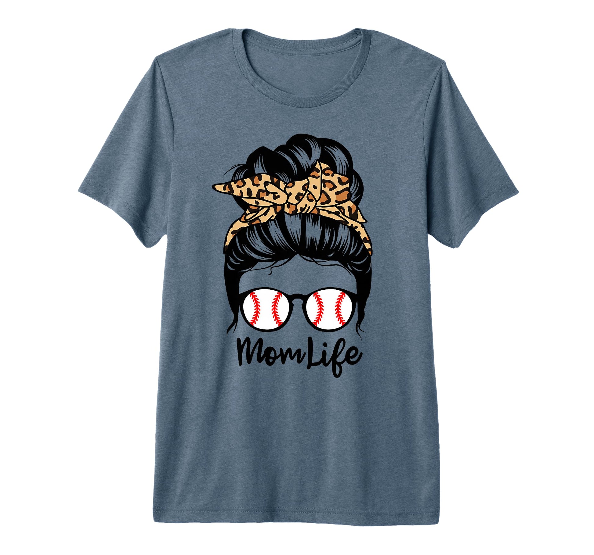 Mom Life Messy Bun Hair Funny Baseball T-Shirt - Minimalist Print Unisex - T-Shirt, Sweatshirt, Hoodie