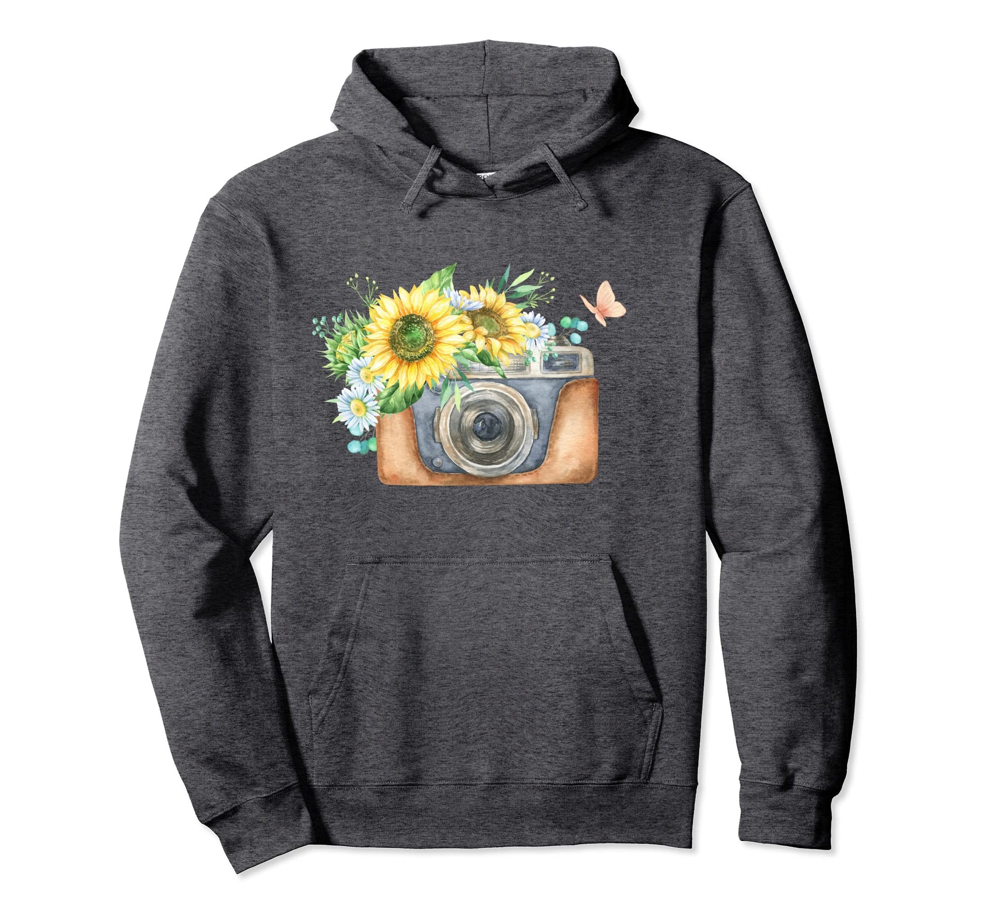 Camera Watercolor Flowers Photographer Hoodie - Custom Art Print Men Women - T-Shirt, Sweatshirt, Hoodie