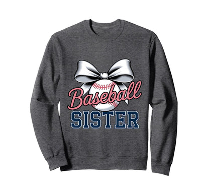 Baseball Sister Coquette Bow Sweatshirt - Custom Art Print Men Women - T-Shirt, Sweatshirt, Hoodie