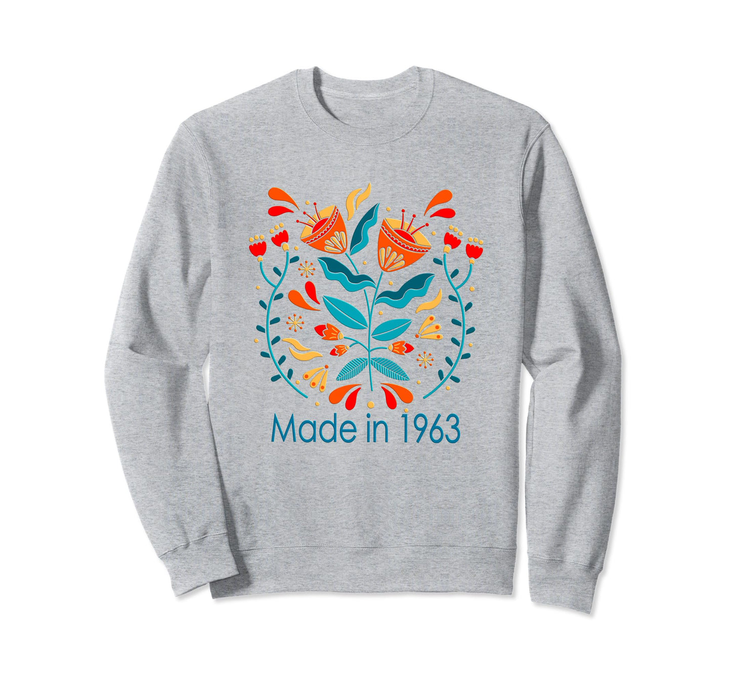61St Birthday Boho Folk Art Floral Sweatshirt - Unique Graphic Unisex - T-Shirt, Sweatshirt, Hoodie