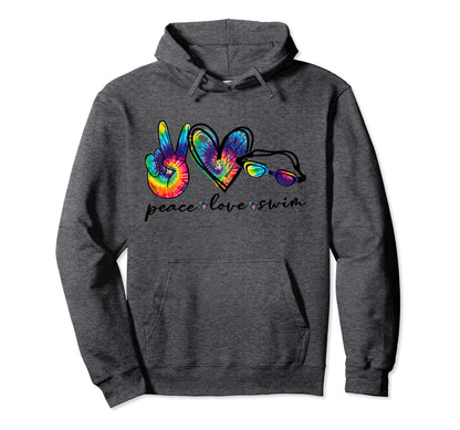 Peace Love Swim Goggles Tie Dye Hoodie - Casual Everyday Wear Men Women - T-Shirt, Sweatshirt, Hoodie