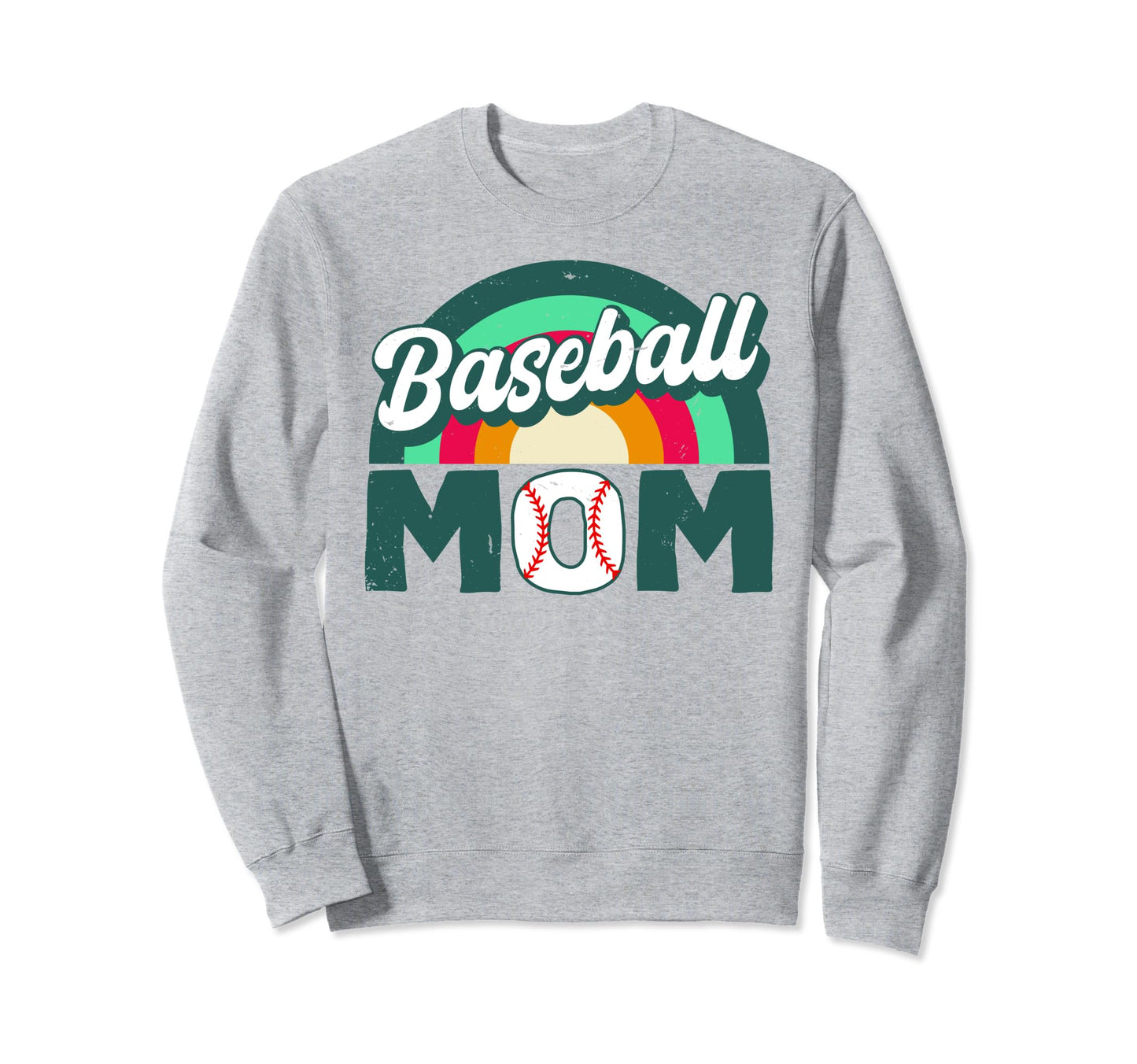 Baseball Mom Rainbow Game Day Funny Sweatshirt - Unique Graphic Men Women - T-Shirt, Sweatshirt, Hoodie