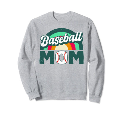 Baseball Mom Rainbow Game Day Funny Sweatshirt - Unique Graphic Men Women - T-Shirt, Sweatshirt, Hoodie