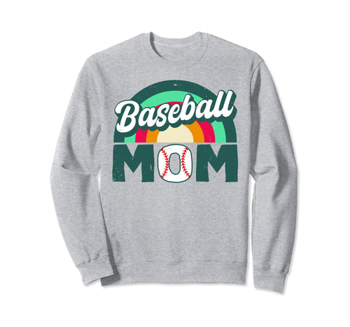 Baseball Mom Rainbow Game Day Funny Sweatshirt - Unique Graphic Men Women - T-Shirt, Sweatshirt, Hoodie
