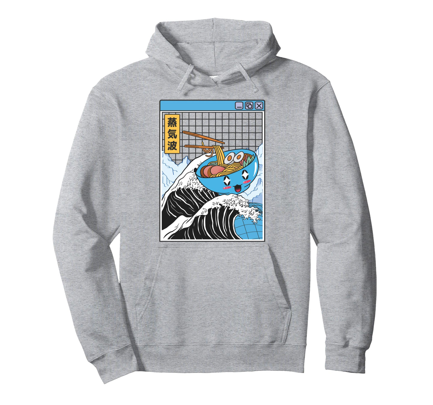 Happy Ramen Bowl Kanagawa Wave Hoodie - Minimalist Print for Adults - T-Shirt, Sweatshirt, Hoodie