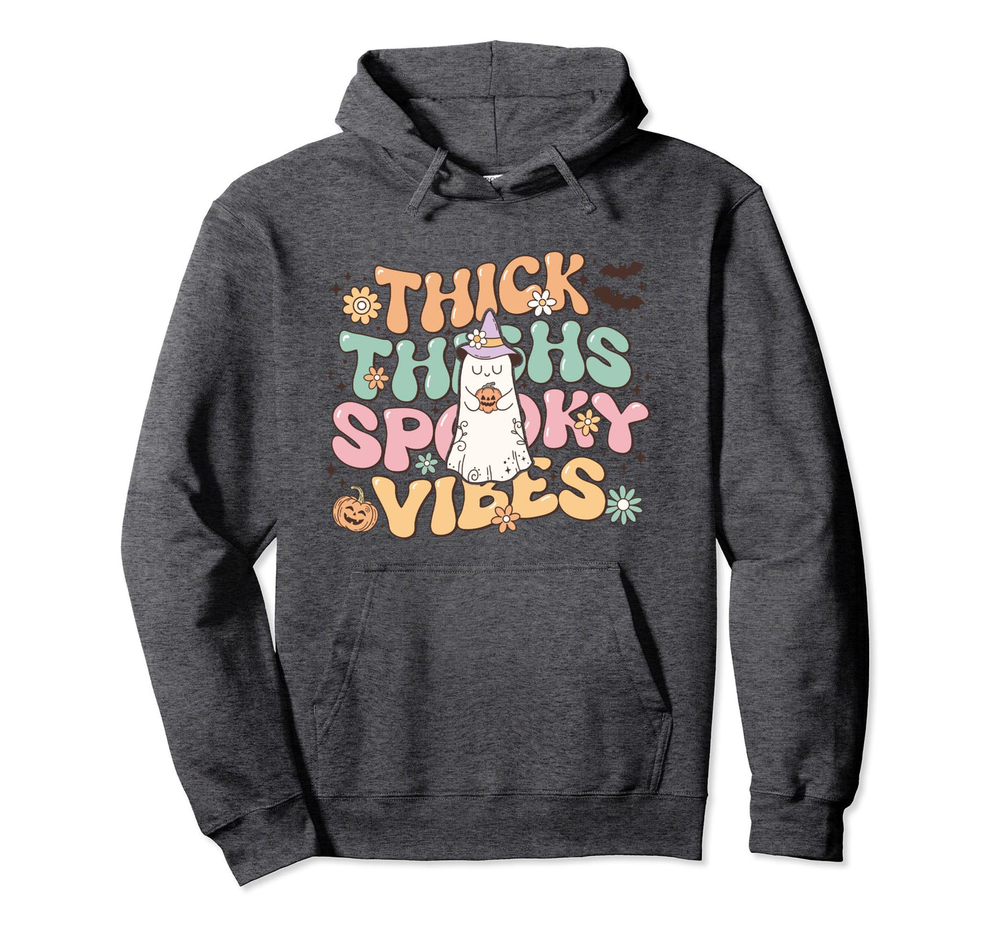 Thick Thighs Spooky Vibes Peace Love Hoodie - Aesthetic Graphic Unisex - T-Shirt, Sweatshirt, Hoodie