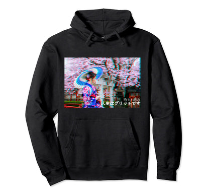 Life Is Glitch Japan Vaporwave Hoodie - Fun Novelty Design Men Women - T-Shirt, Sweatshirt, Hoodie