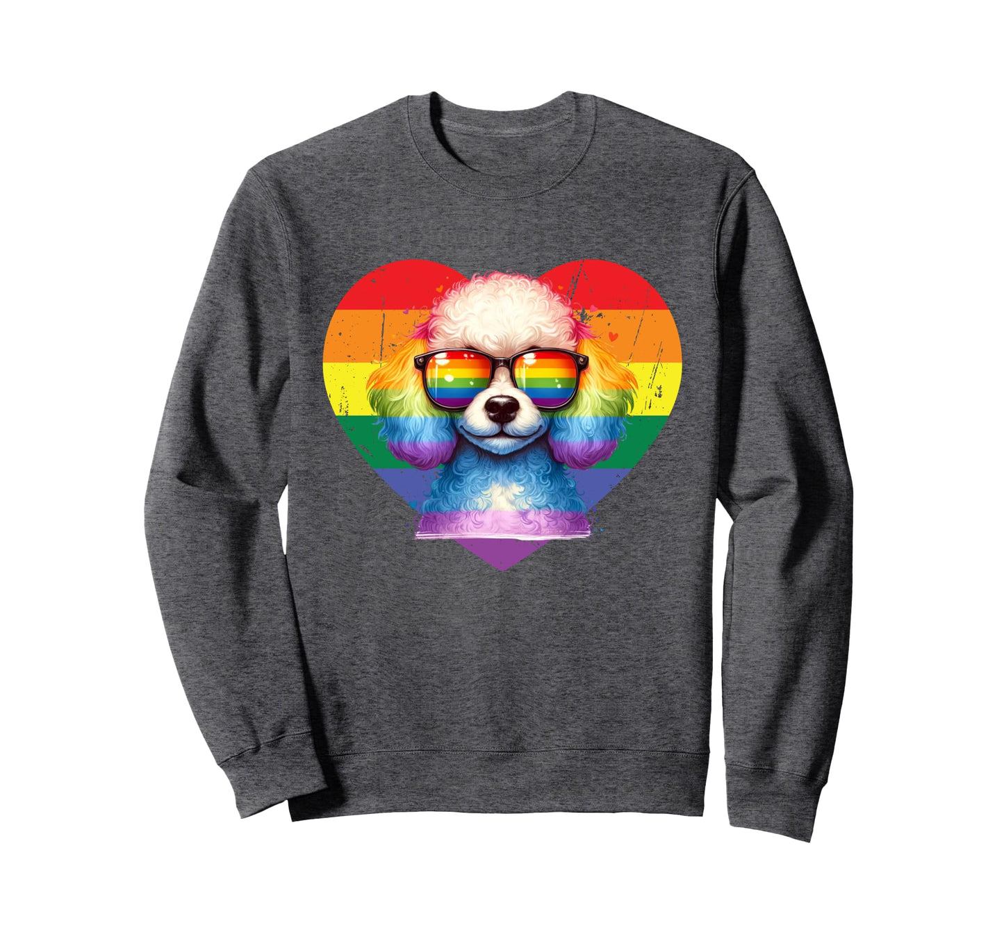 Rainbow Love Heart Dog Pride Lgbt Sweatshirt - Casual Everyday Wear Unisex - T-Shirt, Sweatshirt, Hoodie