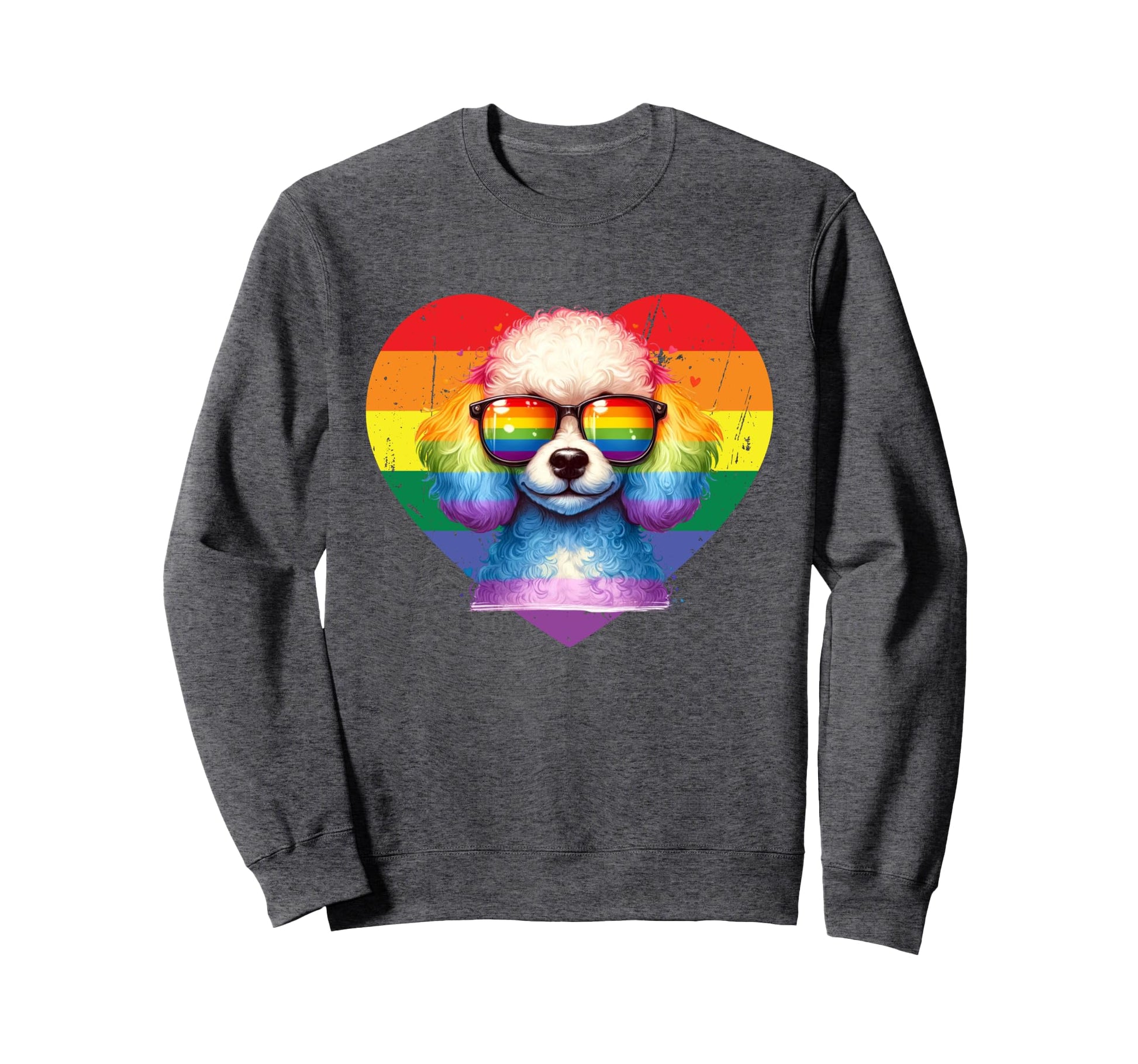 Rainbow Love Heart Dog Pride Lgbt Sweatshirt - Casual Everyday Wear Unisex - T-Shirt, Sweatshirt, Hoodie