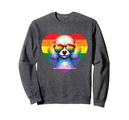 Rainbow Love Heart Dog Pride Lgbt Sweatshirt - Casual Everyday Wear Unisex - T-Shirt, Sweatshirt, Hoodie
