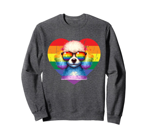 Rainbow Love Heart Dog Pride Lgbt Sweatshirt - Casual Everyday Wear Unisex - T-Shirt, Sweatshirt, Hoodie