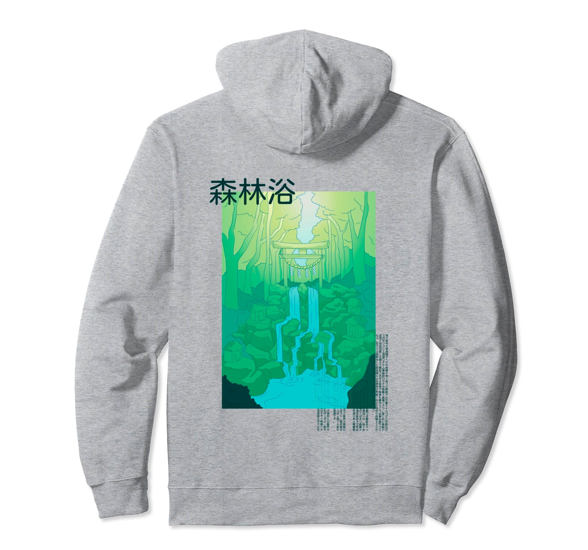Japanese Waterfall Green Aesthetic Hoodie - Novelty Apparel Unisex - T-Shirt, Sweatshirt, Hoodie