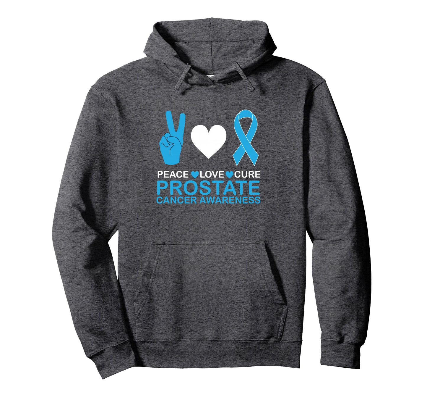 Prostate Cancer Awareness Peace And Love Hoodie - Minimalist Print Unisex - T-Shirt, Sweatshirt, Hoodie