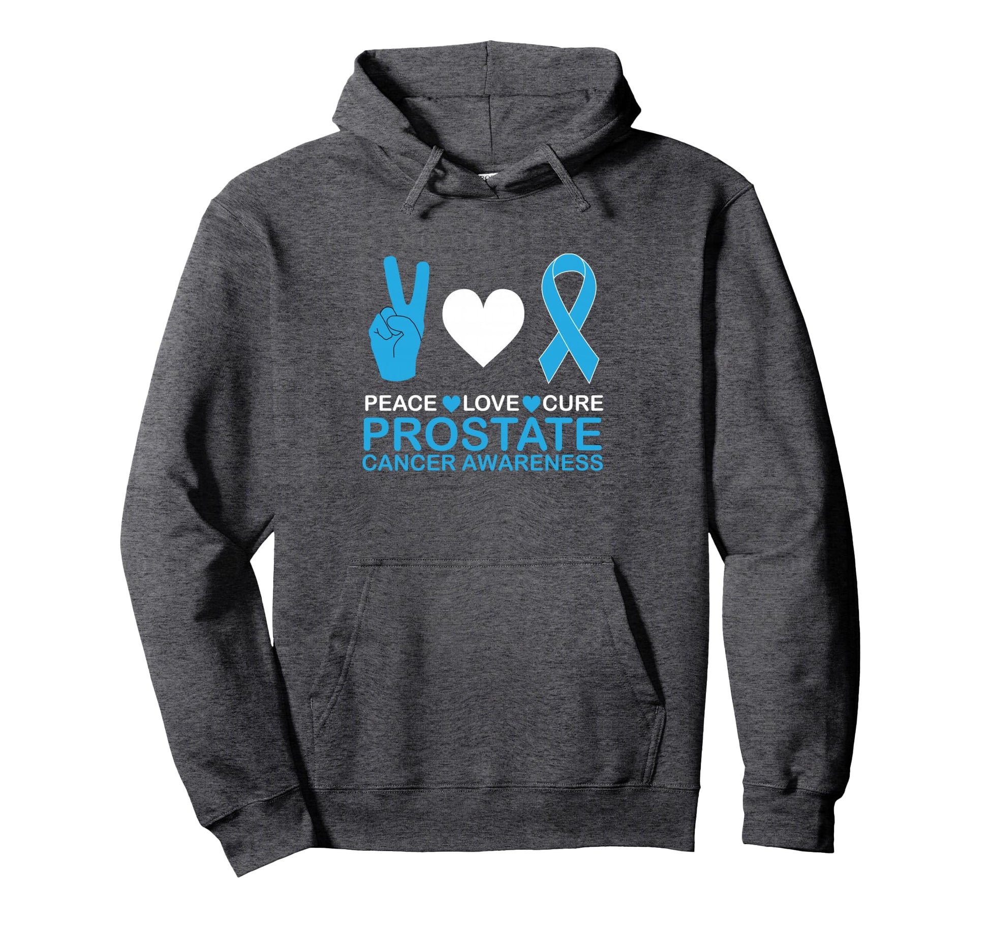 Prostate Cancer Awareness Peace And Love Hoodie - Minimalist Print Unisex - T-Shirt, Sweatshirt, Hoodie
