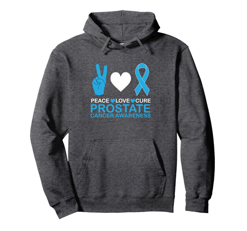 Prostate Cancer Awareness Peace And Love Hoodie - Minimalist Print Unisex - T-Shirt, Sweatshirt, Hoodie