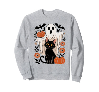 Boho Floral Spooky Ghost Holding Sweatshirt - Minimalist Print Men Women - T-Shirt, Sweatshirt, Hoodie