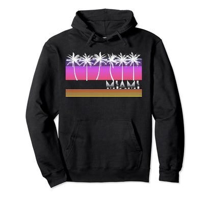 Miami Florida Beach 80S 90S Hoodie - Fun Novelty Design for Adults - T-Shirt, Sweatshirt, Hoodie
